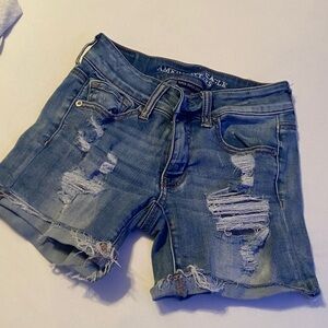 American Eagle Distressed Blue Denim Short